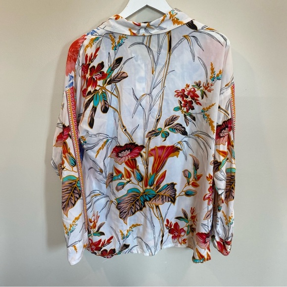 Grace the perfect fit Top Large Modal Multicolor Floral Long Sleeve Button Up - Picture 4 of 5